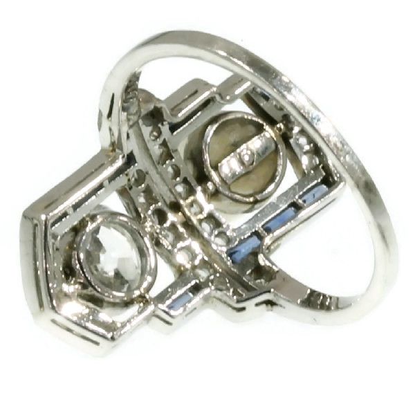 Art Deco pearl diamond engagement ring sapphire (image 6 of 14)